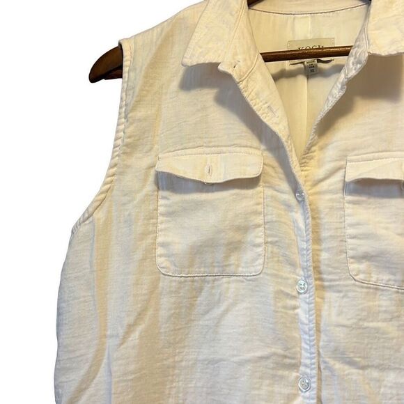 KOCH White Sleeveless Romper Jumpsuit Utility Pockets Casual Summer‎ - Picture 3 of 9